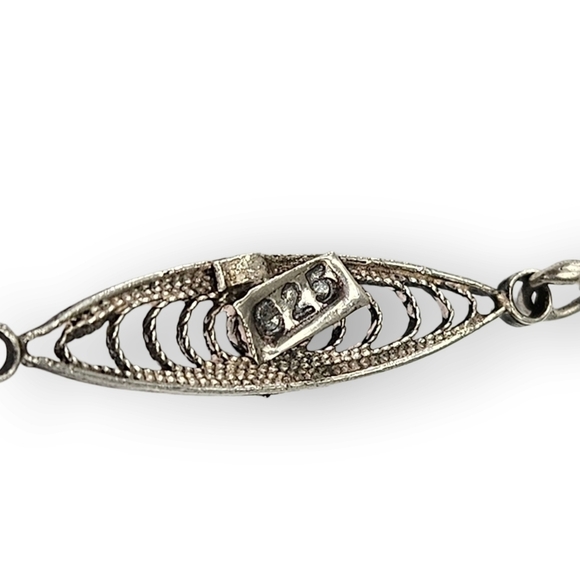 VINTAGE Sterling Filigree Necklace Chain Turkish Style Leaves Flowers 925 Silver - Picture 9 of 11